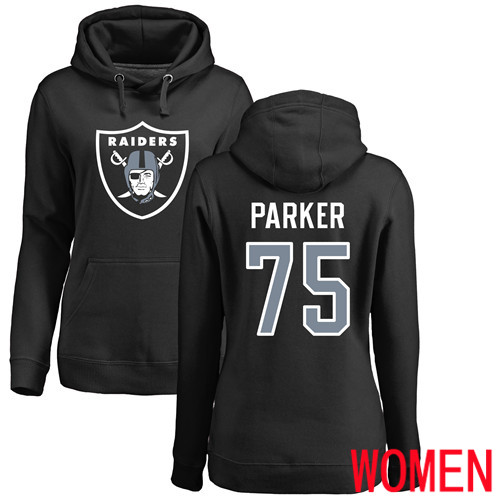 Oakland Raiders Black Women Brandon Parker Name and Number Logo NFL Football #75 Pullover Hoodie Sweatshirts->women nfl jersey->Women Jersey